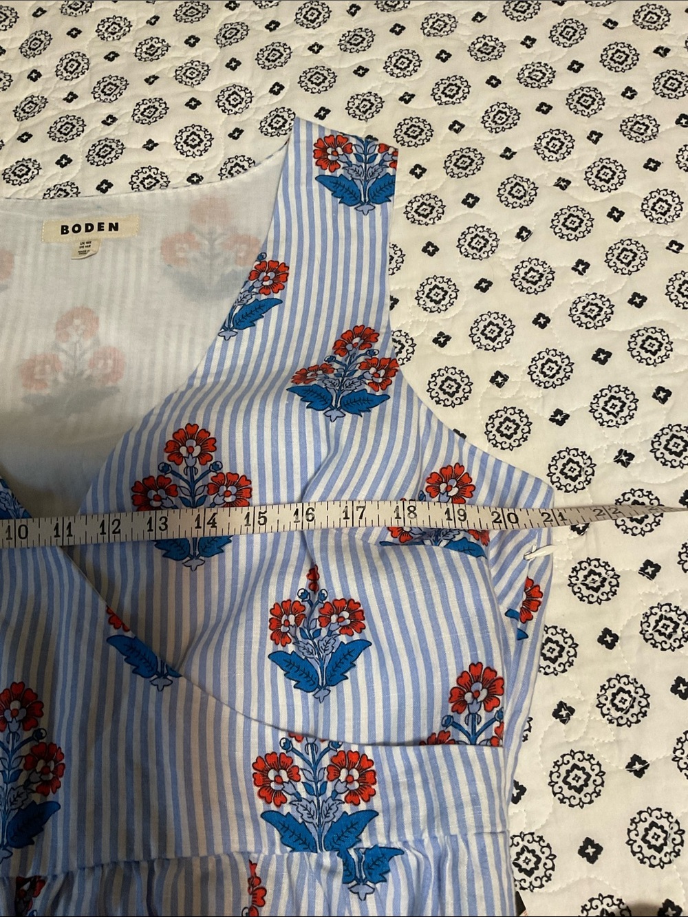 Boden Floral Cotton MIDI Dress US 14R - Picture 7 of 9